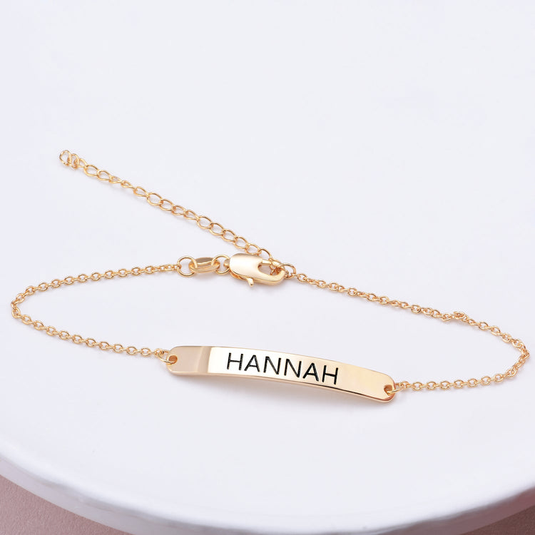 925 Sterling Silver Personalized Loving You Bar Engraved Bracelet 6â€?7.5â€?- onlyone