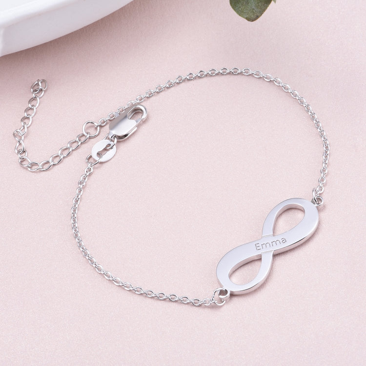 925 Sterling Silver Infinity Custom Name Bracelet - onlyone