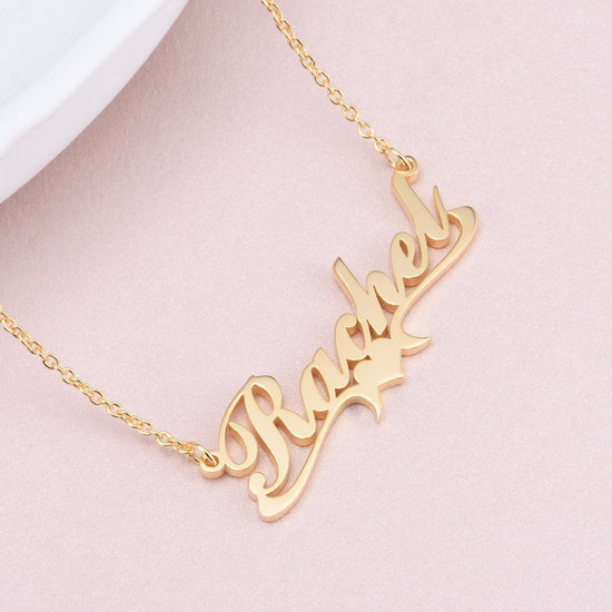 925 Sterling Silver Rachel Style Heart Name Necklace Nameplate Necklace - onlyone