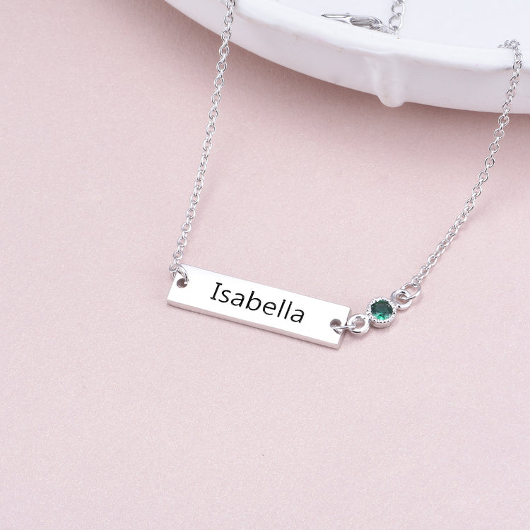 925 Sterling Silver Personalized Bezel Set Birthstone Engraved Bracelet 6â€?7.5â€?- onlyone