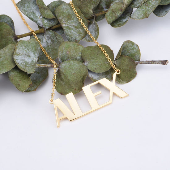 925 Sterling Silver Capital "ALEX" Letters Name Necklace Nameplate Necklace - onlyone