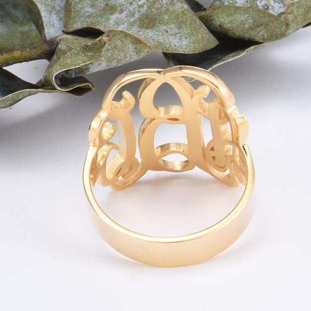 925 Sterling Silver Personalized Script Monogram Signet Ring - onlyone