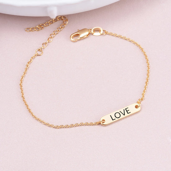 925 Sterling Silver Personalized Hexagon Bar Engraved Bracelet 6â€?7.5â€?- onlyone