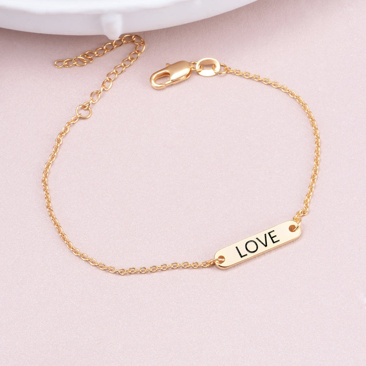 925 Sterling Silver Personalized Hexagon Bar Engraved Bracelet 6â€?7.5â€?- onlyone