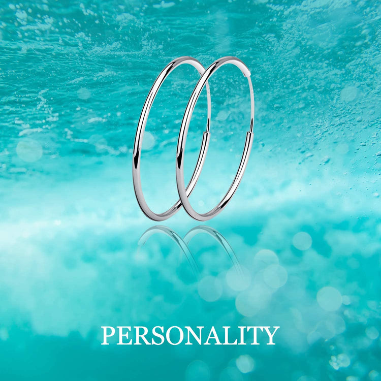 925 Sterling Silver High Polished Hoop Earrings