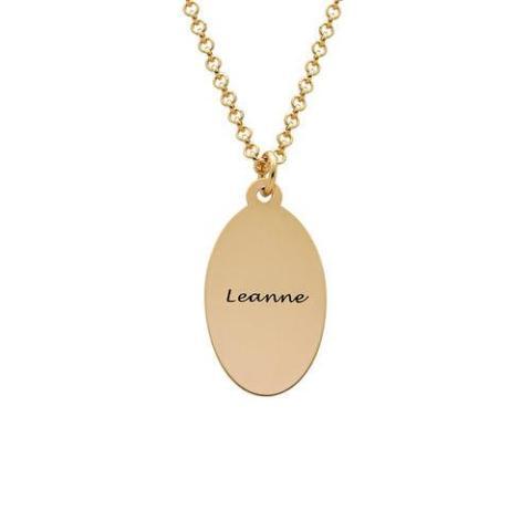 925 Sterling Silver Personalized Engraved Fingerprint Thumbprint Oval Name Necklace Nameplate Necklace - onlyone
