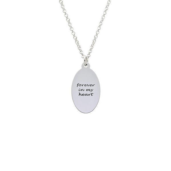 925 Sterling Silver Personalized Engraved Fingerprint Thumbprint Oval Name Necklace Nameplate Necklace - onlyone