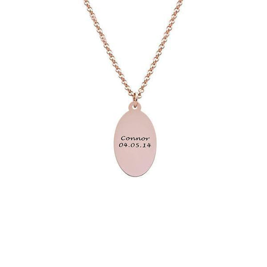 925 Sterling Silver Personalized Engraved Fingerprint Thumbprint Oval Name Necklace Nameplate Necklace - onlyone