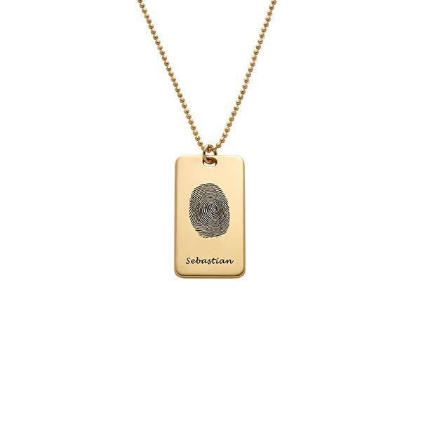 925 Sterling Silver Personalized Engraved Fingerprint Thumbprint Name Necklace Nameplate Necklace - onlyone