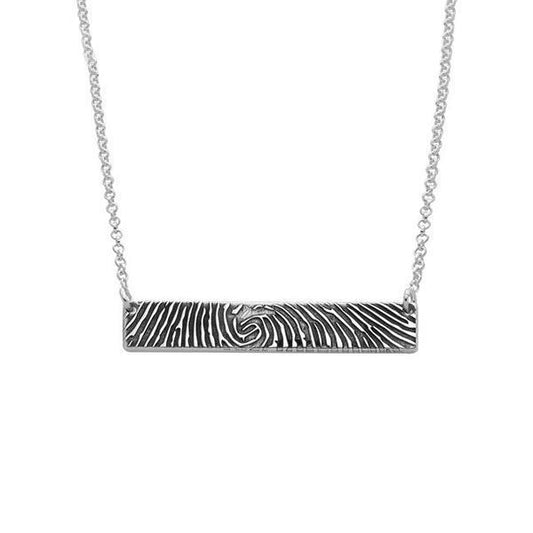 925 Sterling Silver Personalized Fingerprint Thumbprint Engraved Bar Name Necklace Nameplate Necklace - onlyone