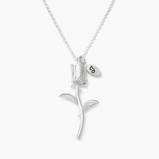 925 Sterling Silver Eternal Rose Necklace Customizable Letter Necklace - onlyone
