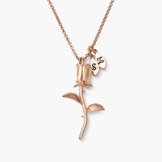 925 Sterling Silver Eternal Rose Necklace Customizable Letter Necklace - onlyone