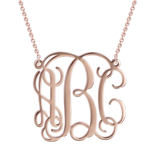 925 Sterling Silver Initial Monogram Necklace - onlyone