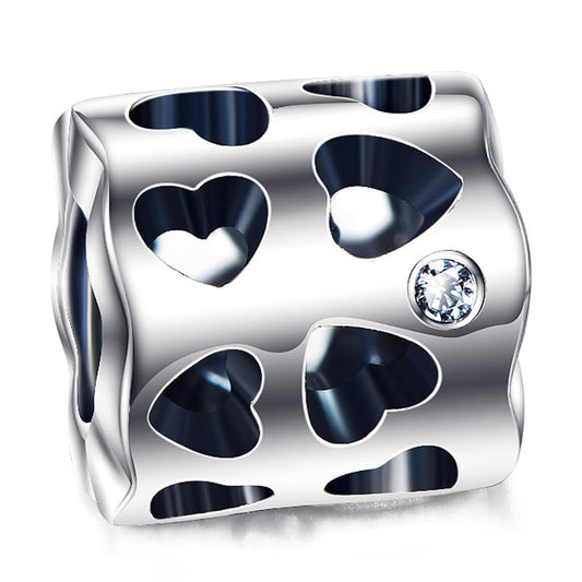 925 Sterling Silver Hollow Love Heart Sterling Silver Charm Fit for Bracelet and Necklace - onlyone