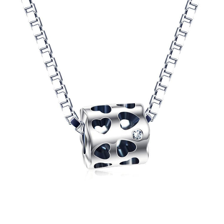 925 Sterling Silver Hollow Love Heart Sterling Silver Charm Fit for Bracelet and Necklace - onlyone