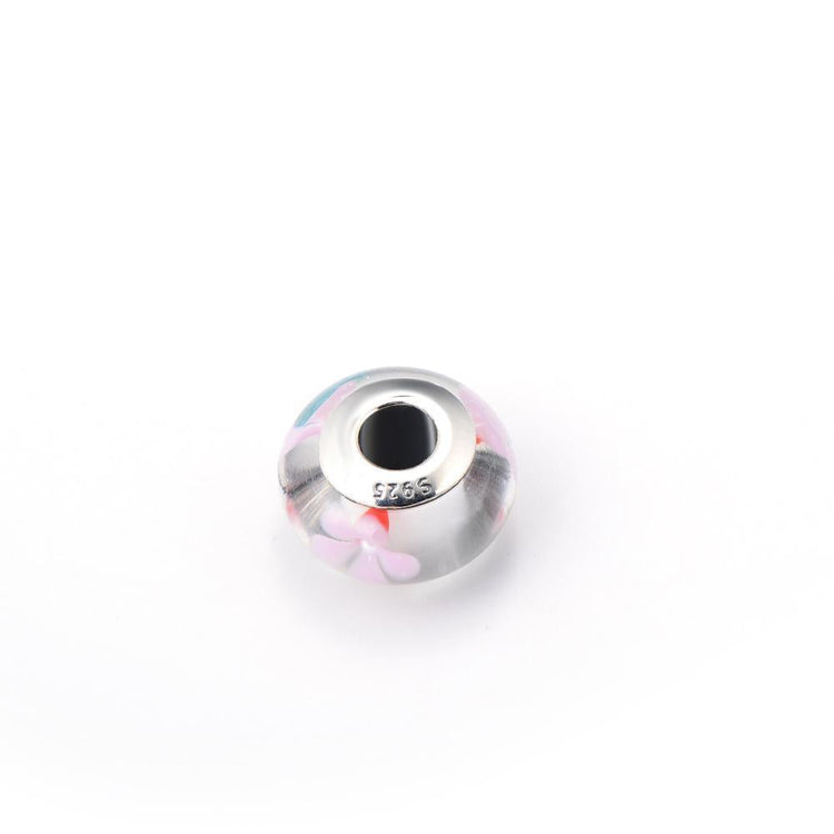 925 Sterling Silver Sakura Pink Glass Charms for Bracelet and Necklace - onlyone