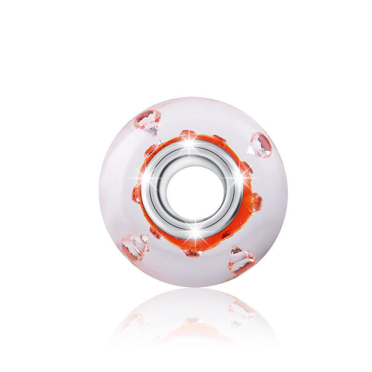 925 Sterling Silver-Red Built-in Bubble Glass Charm for Bracelet and Necklace - onlyone