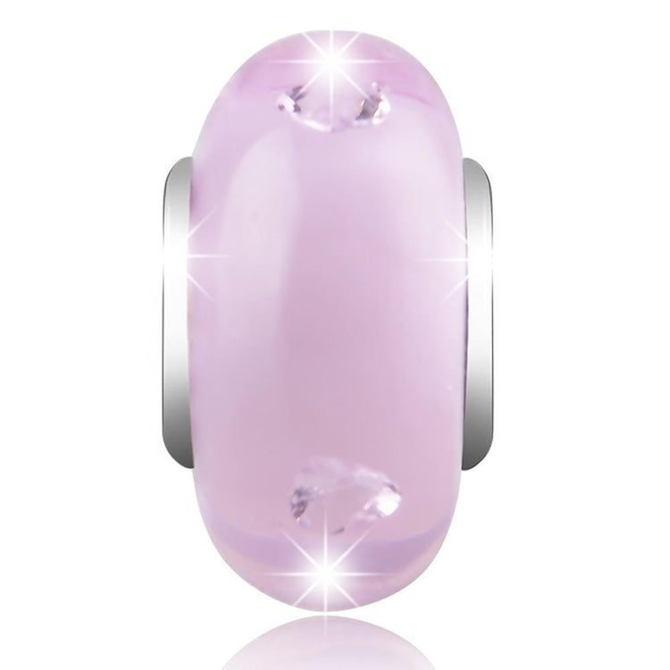 Pink Built-in Bubble Glass Charm for Bracelet and Necklace-925 Sterling Silver - onlyone