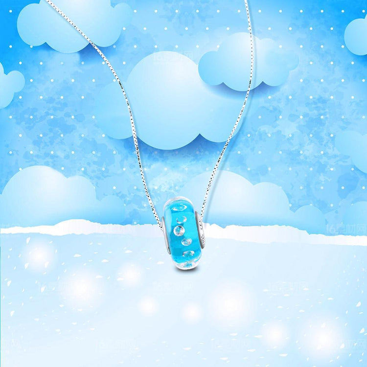 925 Sterling Silver Blue Built-in Diamond Glass Charm for Bracelet and Necklace - onlyone