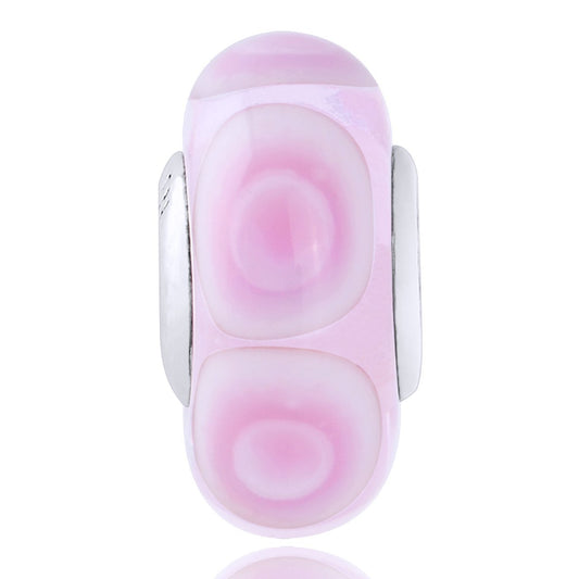 Pink Flowers Glass Charm for Bracelet and Necklace in 925 Sterling Silver - onlyone