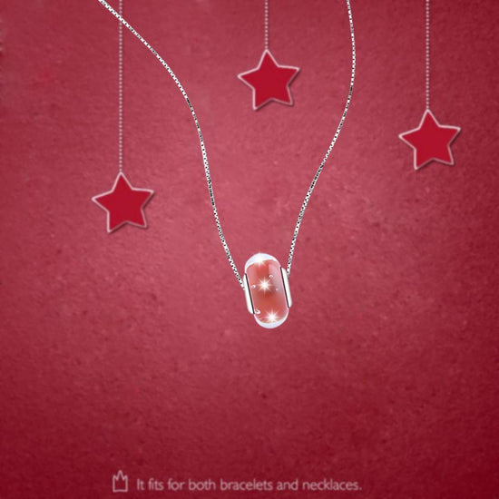 Red Built-in Bubble Glass Charm in 925 Sterling Silver for Bracelet and Necklace - onlyone