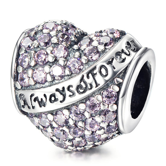 925 Sterling Silver Love Heart Charm Fit for Bracelet and Necklace - onlyone