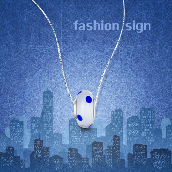 925 Sterling Silver  Glass Charm for Bracelet and Necklace - onlyone