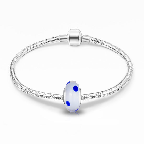 925 Sterling Silver  Glass Charm for Bracelet and Necklace - onlyone
