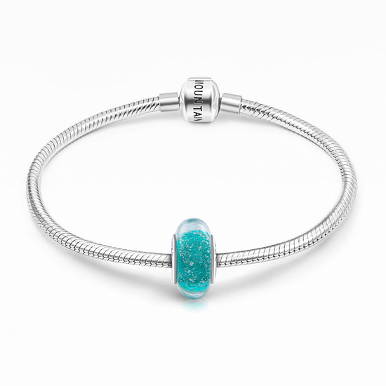 925 Sterling Silver Mint Green Ice Crystal Glass Charm for Bracelet and Necklace - onlyone