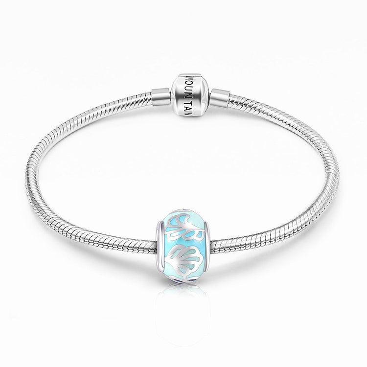 925 Sterling Silver Abstract Painting Craft Mint Green Charm for Bracelet and Necklace - onlyone