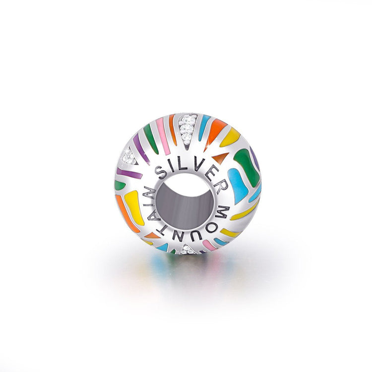 925 Sterling Silver Abstract Painting Craft Colorful Charm in for Bracelet and Necklace - onlyone
