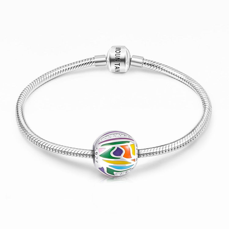 925 Sterling Silver Abstract Painting Craft Colorful Charm in for Bracelet and Necklace - onlyone