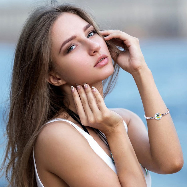 925 Sterling Silver Abstract Painting Craft Colorful Charm in for Bracelet and Necklace - onlyone