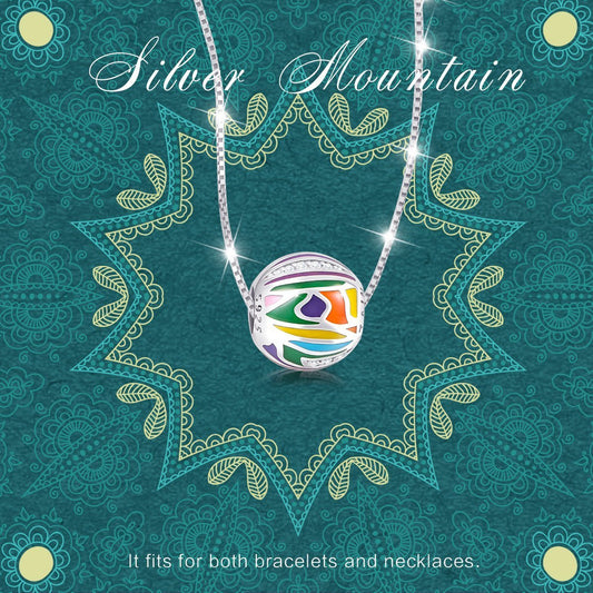 925 Sterling Silver Abstract Painting Craft Colorful Charm in for Bracelet and Necklace - onlyone