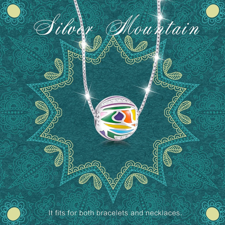 925 Sterling Silver Abstract Painting Craft Colorful Charm in for Bracelet and Necklace - onlyone