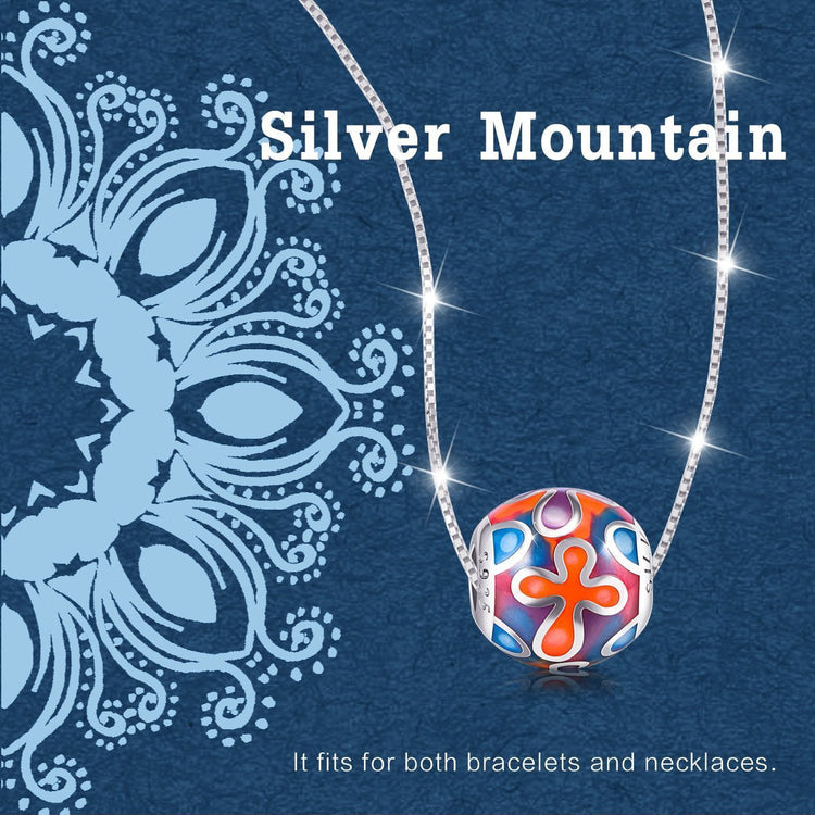 925 Sterling Silver Abstract Painting Craft Colorful Charm for Bracelet and Necklace - onlyone