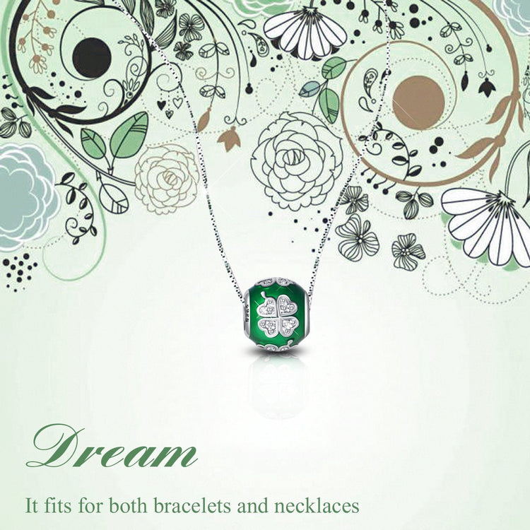 925 Sterling Silver Clover Love Green Charm For Bracelet and Necklace - onlyone