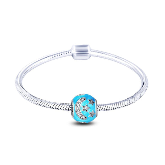 925 Sterling Silver Moon and Stars Joker Face Charm for Bracelet and Necklace - onlyone