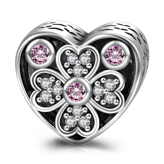 925 Sterling Silver Love Heart Sterling Silver Charm Fit for Bracelet and Necklace - onlyone
