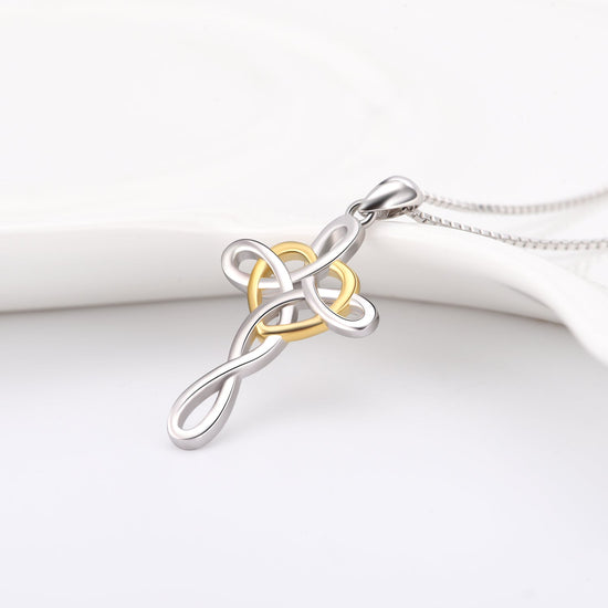 925 Sterling Silver Cross Necklace For Women Celtic Cross Infinity Heart Love Pendant Necklace - onlyone