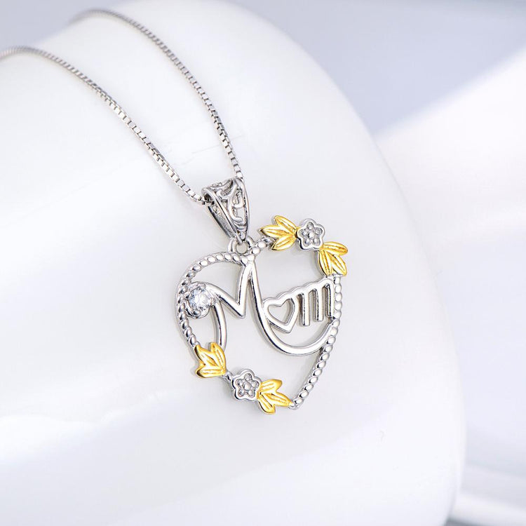 925 Sterling Silver Women Heart Pendant Necklace Gift For Mom - onlyone