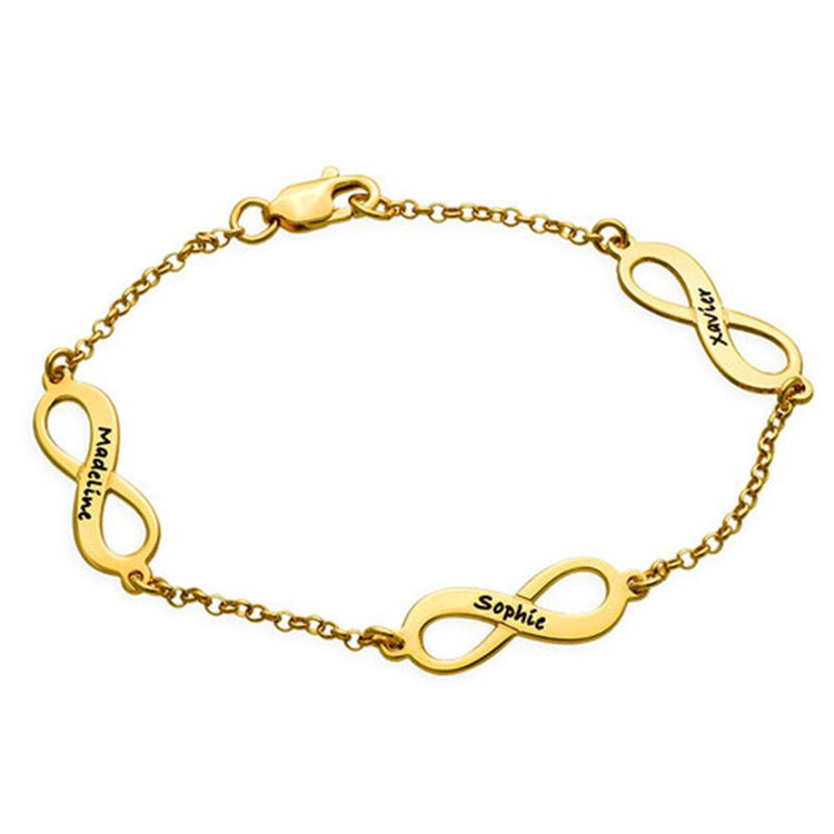 925 Sterling Silver Personalized Multiple Infinity Engraved Bracelets 6”-7.5” - onlyone