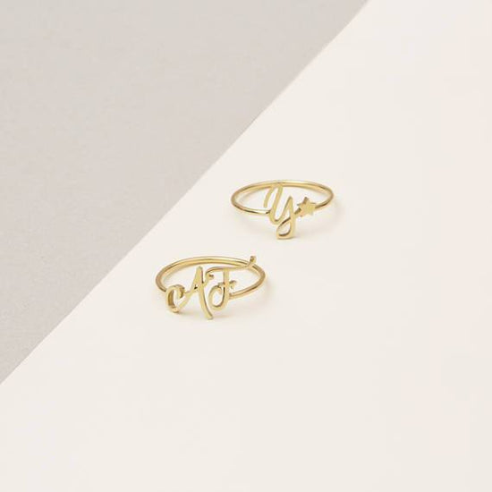 925 Sterling Silver Personalized Mini Initial Ring - onlyone
