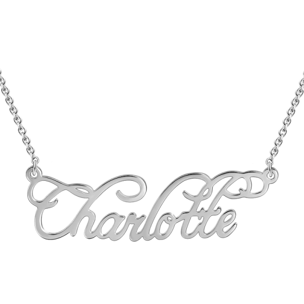 925 Sterling Silver "Charlotte" Style Name Necklace Nameplate Necklace - onlyone