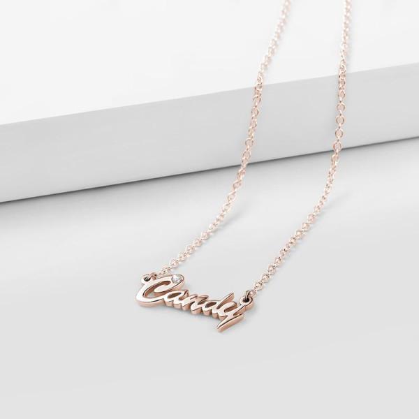925 Sterling Silver Shining Diamond Name Necklace Nameplate Necklace - onlyone