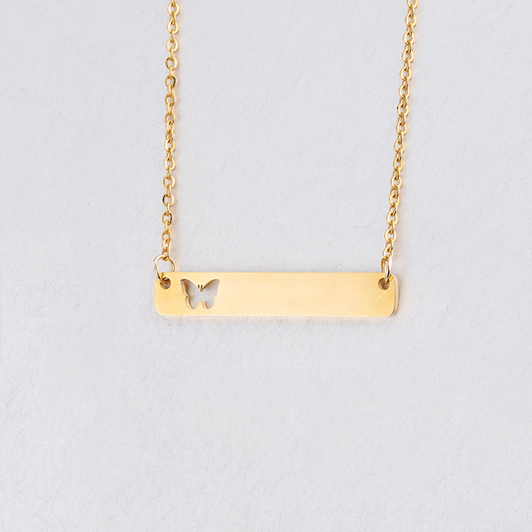 925 Sterling Silver Butterfly Bar Necklace - onlyone