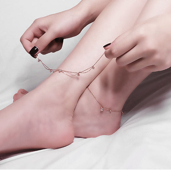 925 Sterling Silver Bohemian Rose Gold Fashion Anklet - onlyone