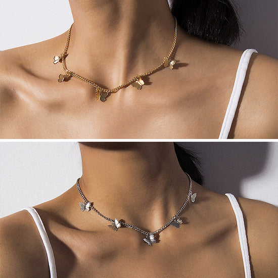 925 Sterling Silver Butterfly Chocker For Women - onlyone