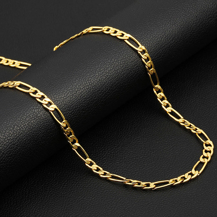 925 Sterling Silver Women's 3.7mm Figaro Link Chain Necklace, 18K Gold Plated