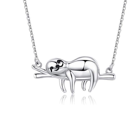 925 Sterling Silver Lazy Sloth Fashion Necklace. - onlyone